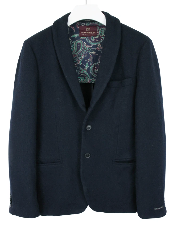 SCOTCH & SODA Coat Men's XL Wool Blend Shawl Lapel Half Lined Blazer Look - Image 1 of 4