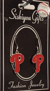 Philadelphia Phillies Dangle Earrings (Chrome) Licensed MLB Baseball Jewelry - Picture 1 of 4