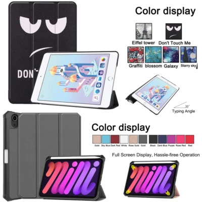 For iPad 9th 8th 7th Gen Air 4 5 Mini 6 Pen Slot Style Painted Stand Case Cover - Image 1 of 4