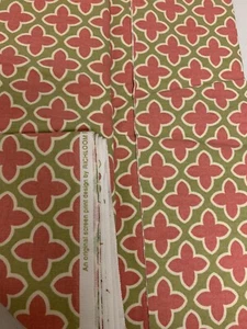 Richloom Pink Designs on Green Cotton Quilting Sewing Fabric 8 Ft - Picture 1 of 4