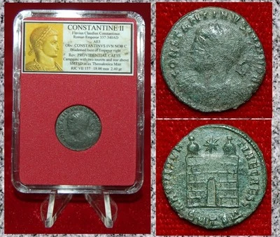 Ancient Roman Empire Coin Of CONSTANTINE II Campgate On Reverse - Image 1 of 4