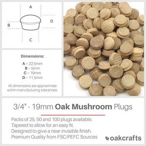 Oakcrafts - 3/4" - 19 mm Eichenpilzstecker - Bild 1 von 4