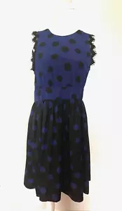 NWT Corey Lynn Calter Anthropologie Split Dots in Blue Black Polka Dot Open Back - Picture 1 of 7