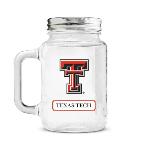 NCAA Texas Tech Red Raiders Mason Jar 20oz Glass With Lid Mug Cup Cover