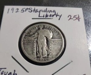 1925 P Standing Liberty 25c sehr guter Zustand schöne Originalmünze. - Bild 1 von 2