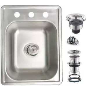 17" x 22" Stainless Steel Single Bowl Topmount Drop In Kitchen Bar/Prep Sink - Picture 1 of 6