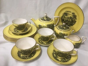 (17 Piece) Wedgwood of Etruria Yellow Landscape Scenic TEA SET for 4 - M5290 - Picture 1 of 12
