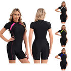Womens Swimsuits Quick Dry Beachwear Costume Swimwear Short Sleeves Bodysuit