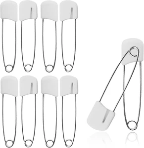 10 pcs Cloth Diaper Pins Stainless Steel Traditional Safety Pin (White) - Picture 1 of 7