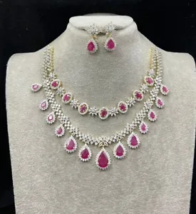 Super Quality Star Cut Cz Neckless Set Indian Bollywood Bridal Party Wedding p16 - Picture 1 of 5