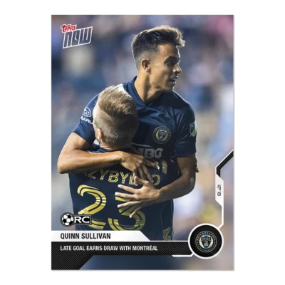 Quinn Sullivan 2nd Card RC Philadelphia Union MLS Topps Now 2021 Card #118 - Image 1 of 2