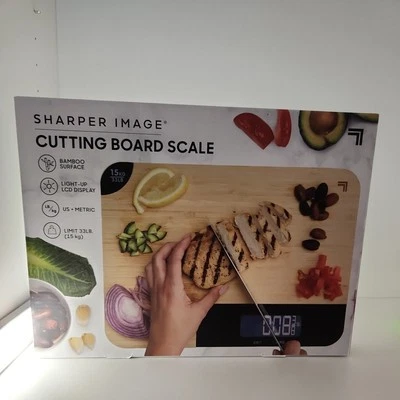 NEW IN BOX Bamboo Cutting Board with Integrated Scale 2in1 Sharper Image - Image 1 of 4