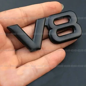 Black Car Styling V8 Engine Logo 3D Metal Emblem Rear Trunk Badge Sticker Trim - Picture 1 of 3