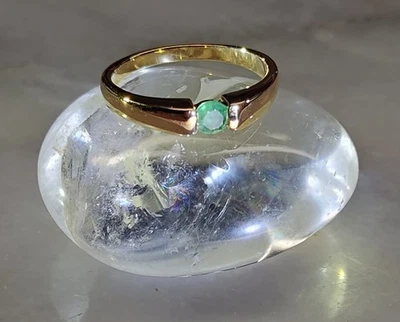 SMARAGD RING Gr.19 (Ca. 60 ) 925/- SILBER VERGOLDET  SMARAGD  Ca. 4,0 mm - Bild 1 von 4