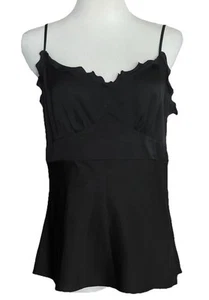 Top Cami Ann Taylor Raso Elasticizzato Misto Seta Nero Tg L - Foto 1 di 7