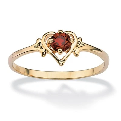 Simulated Birthstone Heart Ring in Gold-Plated - Image 1 of 4