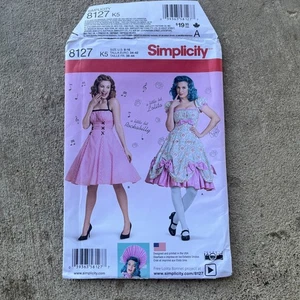 Simplicity 8127 Sz 8-18 Rockabilly Dress Slip Puff Sleeve - Picture 1 of 7