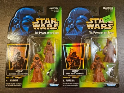 Lote de 2 figuras de acción Star Wars Power of the Force Jawas sin usar, en caja Foto 1 de 4