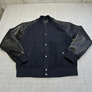 Slate & Stone Jacket Mens Medium Varsity Faux Leather City Collection Blue New - Picture 1 of 9