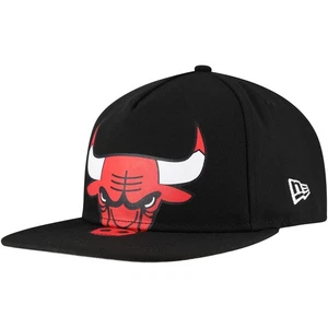 Men's New Era Black Chicago Bulls Oversized Puff Print Logo Golfer Snapback Hat - Bild 1 von 6