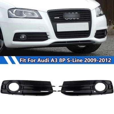 NEW Pair Front Bumper Fog Light Grille Cover Fit For 2009-2012 Audi A3 8P S-Line - Imagem 1 de 4