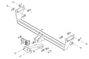 Barra de remolque de acero automotriz con brida fija Towtrust para Jeep Patriot SUV 2007-on - Imagen 1 de 8