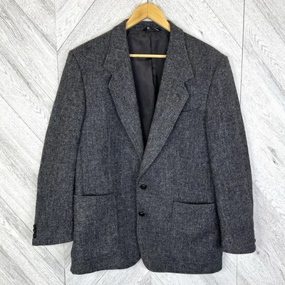 Blazer Abrigo Deportivo Harris Tweed De Colección Chaqueta Hombres Talla 42R Gris Lana Espiga Foto 1 de 4