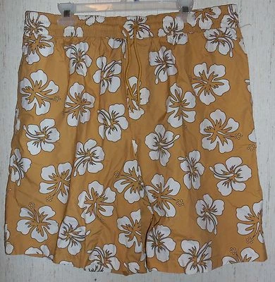 NEW MENS ISLANDER HAWAIIAN FLORAL PRINT SWIM TRUNKS   SIZE XL - Image 1 of 3