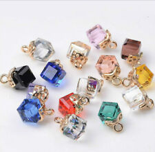10pcs Crystal cube pendant earring DIY Handmade Bow pendant accessories 