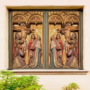 3D Cross Jesus D221 Window Film Print Sticker Cling Stained Glass UV Block Amy - Picture 1 of 11