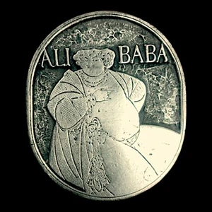 Fibbia per cintura Ali Baba & The Forty Thieves Aubrey Beardsley anni 70 IMC 23/4"x 21/4" - Foto 1 di 4