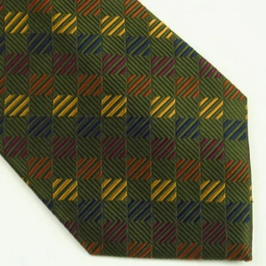 Tango Green Gold Blue Purple Check Stripe Neck Tie 60"x4" Long Classy  - Picture 1 of 6