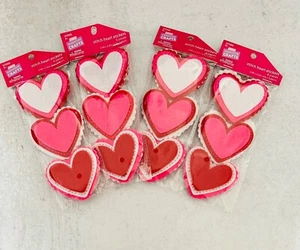 24 (4 packs of 6)  felt stitch hearts stickers  2.5" Valentine's Day crafts - Picture 1 of 1