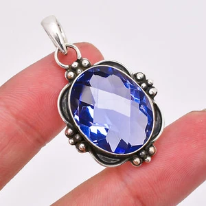 Iolite Gemstone 925 Sterling Silver Jewelry Pendant, Handmade Pendant - Picture 1 of 4