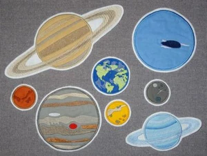 Planeten Weltall Applikation Aufnäher Wunschgröße Rand weiß - Bild 1 von 2