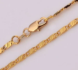 Collar geométrico de oro 18k Ptd cadena de caracol 18KGP de 2 mm bordillo 16-30" SNLGEO2G - Imagen 1 de 4