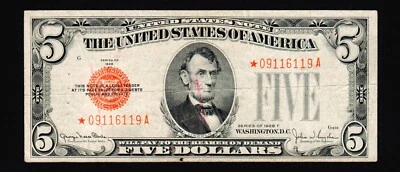 ⭐️$5 1928-F Red Seal United States Note STAR Free Shipping (H13) - Image 1 of 2