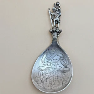 Antique Marius Hammer Baptismal Christening Spoon 830 Silver Norway - Picture 1 of 17