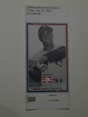 Roberto Clemente Pittsburgh Pirates Baseball HOF Museum Ticket Cover