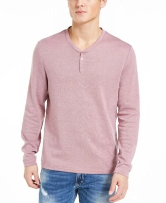 Inc International Concepts 254020 Mens Long-Sleeve Henley Top Pale Mauve Size S - Image 1 of 3