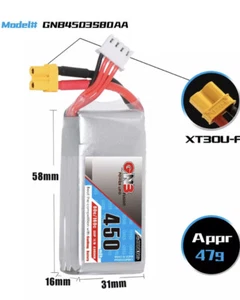 GNB Gaoneng 3s 450mah 80c/160c Lipo Battery XT30 Blade 150S 180CFX - Picture 1 of 3