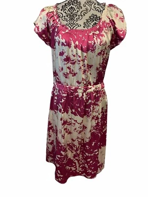 Lauren Moffatt женщин 100% шелк галстук краситель коротким рукавом платье розовый/белый размер 10 - Изображение 1 из 4