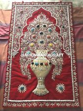 Interior Tapestry Multi Golden Wire Persian Jeweled Kashmir Wall Hanging M123
