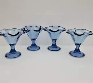 VTG. Set Of 4, blue Tulip Shaped Dessert Glasses, Italy. FREE SHIPPING - Picture 1 of 4