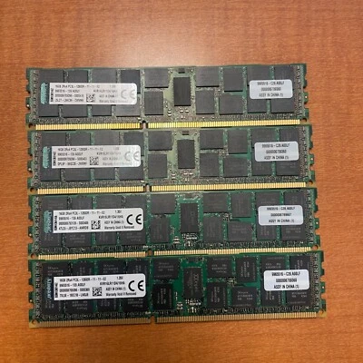 Lote de 4 - Memoria de servidor KINGSTON KVR16LR11D4/16HA 16GB 2RX4 PC3L-12800R ECC Foto 1 de 2