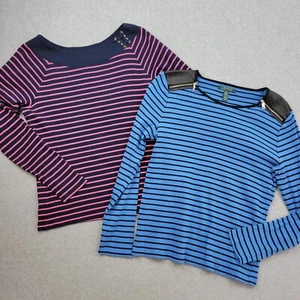 Vintage Lauren Ralph Lauren Womens XL Top Set Of 2 Ribbed Striped Preppy Shirts - Picture 1 of 18
