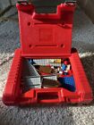 Vintage Lego Red Carrying Case Plastic Storage Box LEGOS INCLUDED