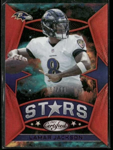 Espejo rojo estrellas Lamar Jackson 2021 certificado #CS-21 Panini rojo #/99 - Imagen 1 de 2