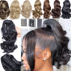 Extensiones de cabello con clip de garra de 12" cola de caballo peluca sintética natural como cabello humano - Imagen 1 de 25