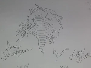 Dragons Lair animation cel drawing don bluth autograph dragon - Picture 1 of 2